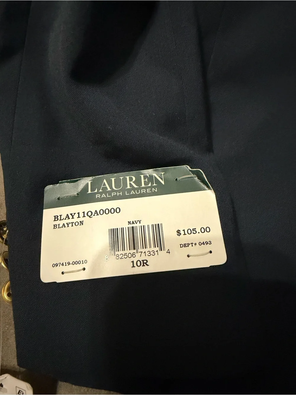Ralph Lauren Boys 10 Reg Navy Blazer with Gold-Tone Buttons